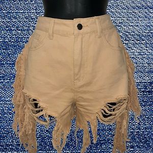 SHEIN BOOT, SCOOT & BOOGIE DISTRESSED SHORTS